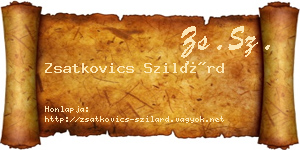 Zsatkovics Szilárd névjegykártya